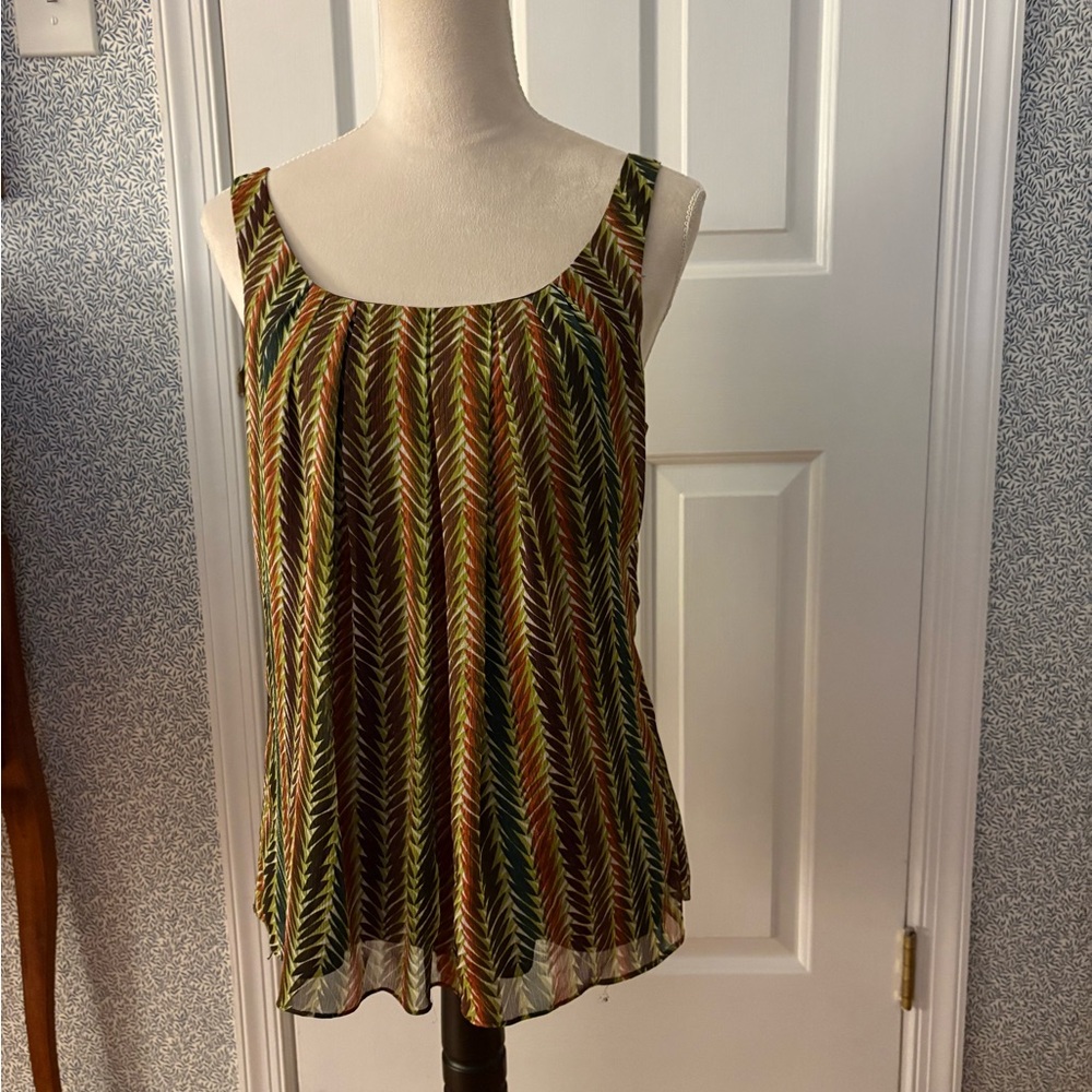 Spense Brown and Green Patterned Tank Top